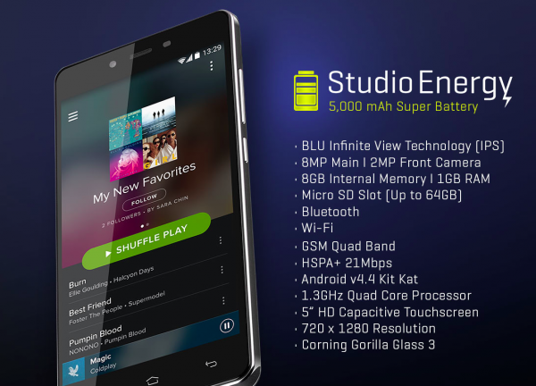Смартфон Blu Studio Energy: 5000 мАч за 179 долларов