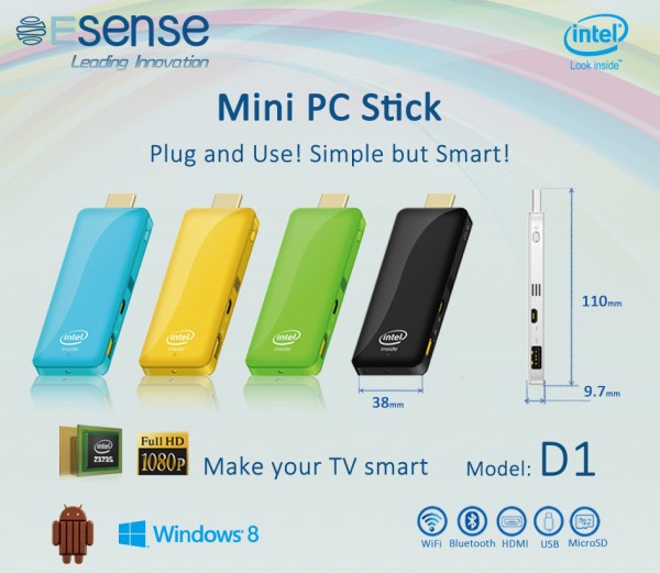 Esense Mini-PC Stick D1: компактный ПК с Windows 8.1 за 100 долларов